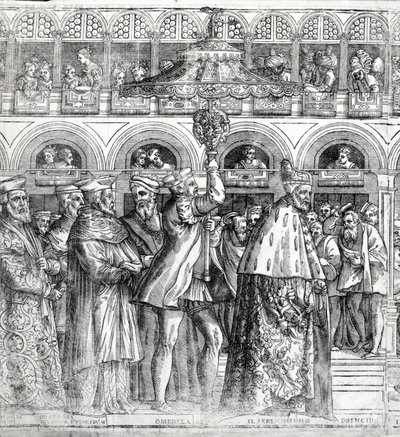 Procesión Dogal, c.1555-60 (detalle) de Matteo Pagani
